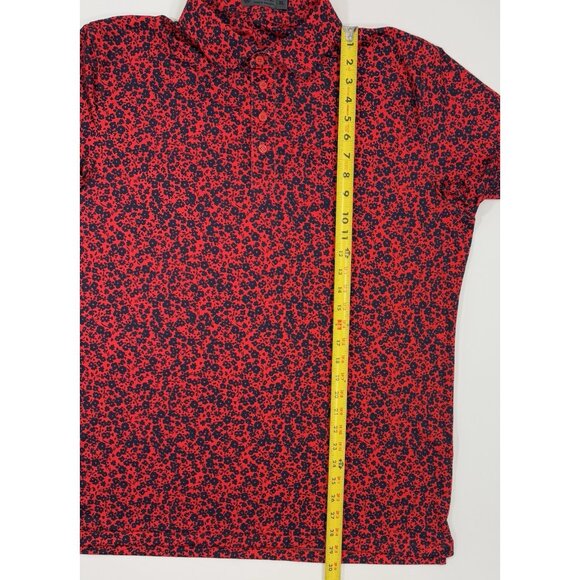 G/Fore Mens Golf Polo Size XL Tech Jersey Performance Mini Floral Red Navy - Picture 10 of 10